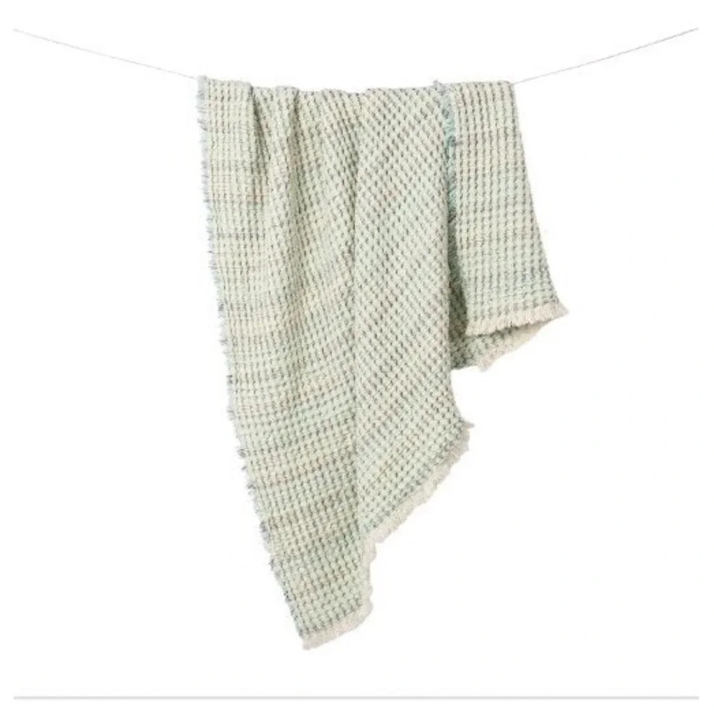 Lumahome by Lumatex Textured Throw Blanket Made In Portugal 100% Cotton 50X60 In